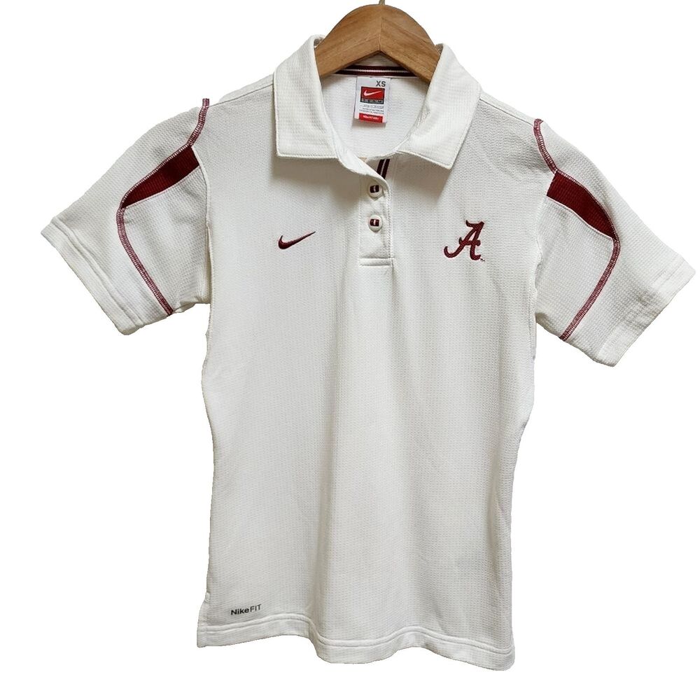 Alabama Nike Womens Dri Fit Performance Short Slv Polo Shirt White Crimson XS